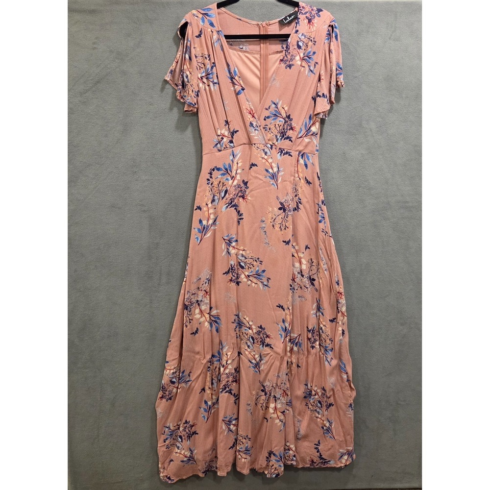 Lulus Faux Wrap Maxi Dress Women's Size Medium Floral Boho Cottage Fairy Classic